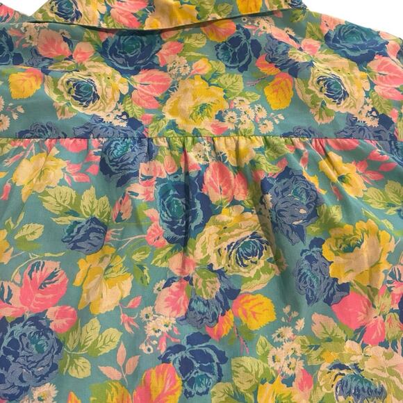 Vintage Jaylan of California Button Up XL Artsy Boho Bloom Roll Tab 3/4 Sleeve - Picture 4 of 6